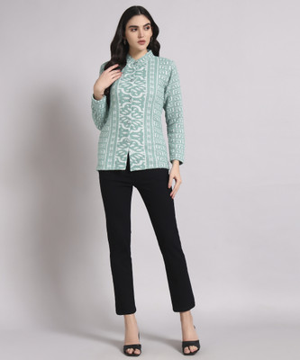 BIG Dreams Collection Geometric Print Round Neck Casual Women Green Sweater