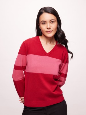 BOMBAY HIGH Colorblock Round Neck Casual Women Multicolor Sweater