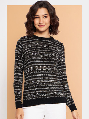 CLAPTON Printed Round Neck Casual Women Multicolor Sweater