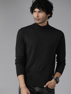 Roadster Printed Turtle Neck Casual Men Black Sweater