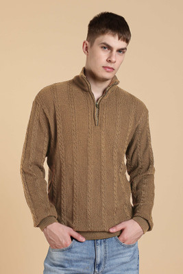 FREAKS Solid V Neck Casual Men Beige Sweater