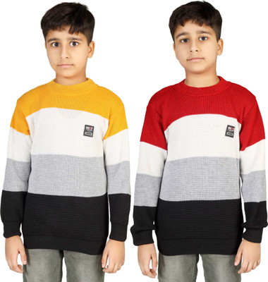 BADOS Colorblock Round Neck Casual Boys Multicolor Sweater
