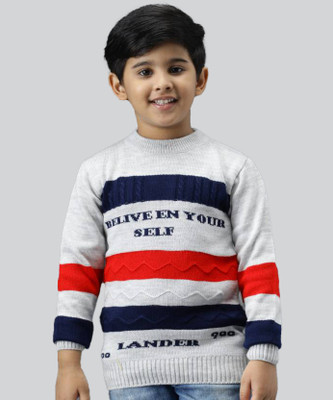 ANIXA Solid Round Neck Casual Boys Grey Sweater