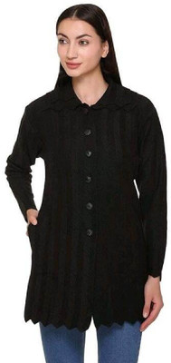 Shunit creation Solid V Neck Casual Women Black Sweater