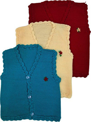 KWoolen Solid V Neck Casual Baby Boys & Baby Girls Multicolor Sweater