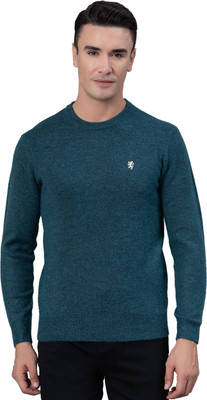 RED TAPE Self Design Round Neck Casual Men Blue Sweater