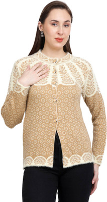 HITTIKA Solid Round Neck Casual Women Beige Sweater