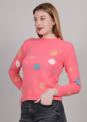 Thansmay kleider Striped Collared Neck Casual Women Pink Sweater