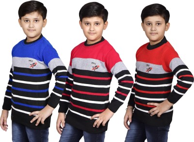 DIMSYCOLLECTION Striped Round Neck Casual Boys Multicolor Sweater