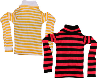 TBMANIA Striped High Neck Casual Girls Multicolor Sweater