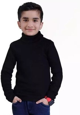 Zapper Solid High Neck Casual Boys Black Sweater