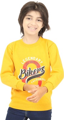 AD & AV Printed Round Neck Casual Boys Yellow Sweater