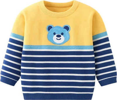 Vadahee Colorblock Round Neck Casual Boys & Girls Multicolor Sweater