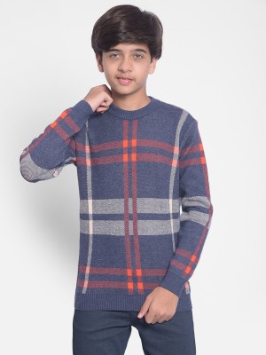 CRIMSOUNE CLUB Printed Round Neck Casual Boys Blue Sweater