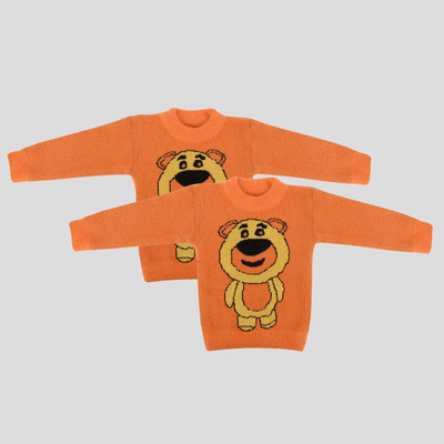 Fit N Fame Self Design Round Neck Casual Baby Boys & Baby Girls Multicolor Sweater