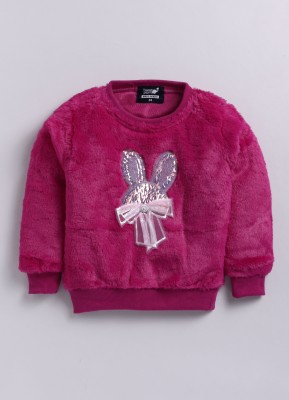 TOONYPORT Woven Round Neck Casual Baby Boys & Baby Girls Pink Sweater