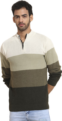 ANIXA Colorblock Round Neck Casual Men Multicolor Sweater
