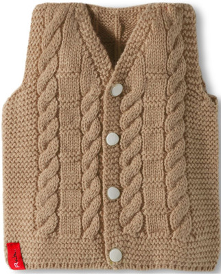 RVK Solid V Neck Casual Baby Boys & Baby Girls Beige Sweater