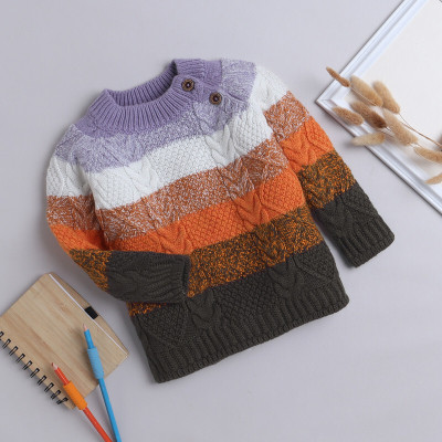 Yellow Apple Colorblock High Neck Casual Boys Multicolor Sweater