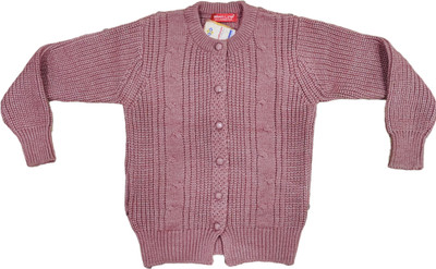 JEFFY Self Design Round Neck Casual Women Pink Sweater