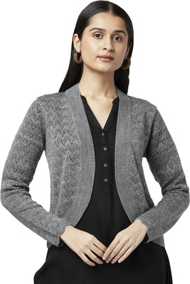 Rangmanch by Pantaloons Self Design Casual Women Grey Sweater