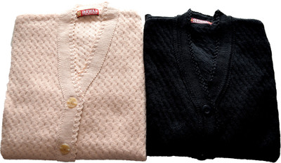 Shunit creation Solid V Neck Formal Women Beige, Black Sweater