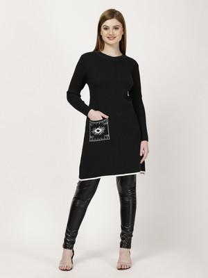 FUTURO Solid Round Neck Casual Women Green Sweater