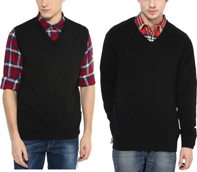 Super Weston Trend Solid V Neck Casual Men Multicolor Sweater