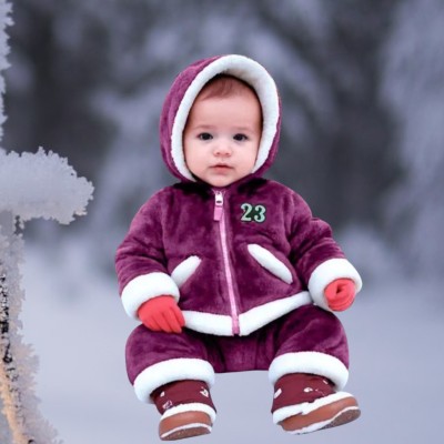 Lws Solid Hooded Neck Casual Baby Boys & Baby Girls Purple Sweater