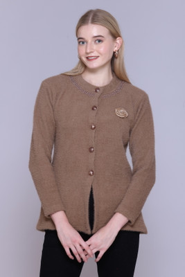 FASHIONLOOK Solid Round Neck Casual Women Brown Sweater
