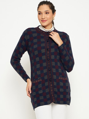 DUKE Self Design Round Neck Casual Women Blue Sweater