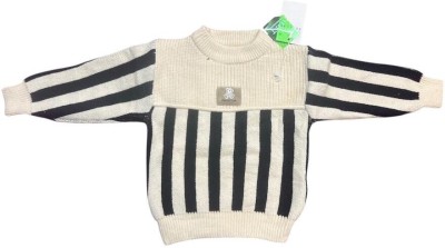 Sift Baby Striped Round Neck Casual Baby Boys & Baby Girls White Sweater