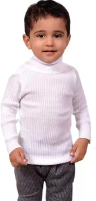 Hivata Solid Turtle Neck Casual Baby Boys & Baby Girls White Sweater