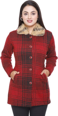 PIPASA WOMEN Checkered Collared Neck Casual Women Red Sweater