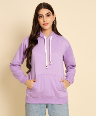 NYSINE Solid Hooded Neck Casual Women Purple Sweater