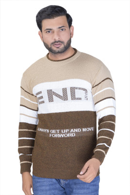 Harjot Striped, Colorblock Round Neck Party Men Multicolor Sweater