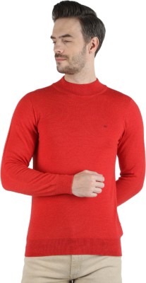 MONTE CARLO Solid Round Neck Casual Men Red Sweater