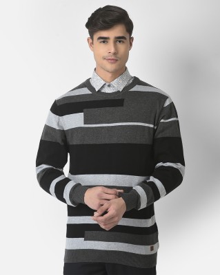 TURTLE Self Design Round Neck Casual Men Grey Sweater