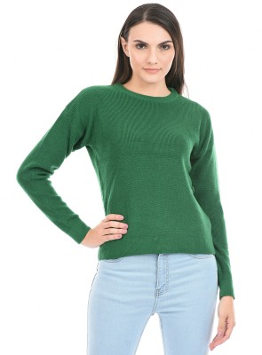 PORTOBELLO Self Design Round Neck Casual Women Green Sweater