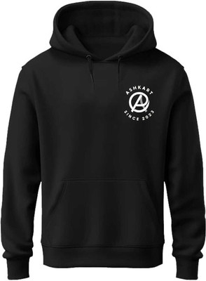 Ashkart Printed Hooded Neck Casual Men Black Sweater