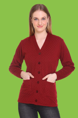 jorden4u Solid V Neck Casual Women Maroon Sweater