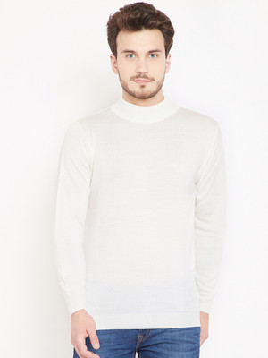PIERRE CARLO Self Design Round Neck Casual Men White Sweater