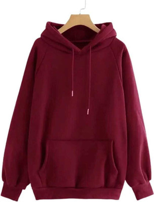 ClotheCraft Solid Hooded Neck Casual Men Maroon Sweater