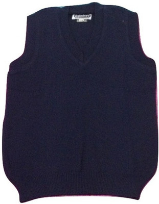 Rajindras Solid, Self Design V Neck Casual Men Dark Blue Sweater