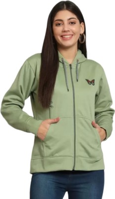 HINAYAA Solid Hooded Neck Casual Women Green Sweater