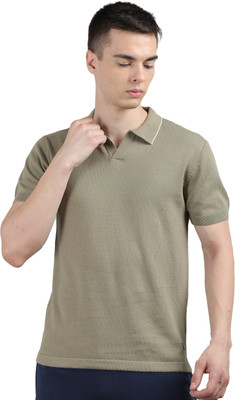 Tim Paris Solid Crew Neck Casual Men Green Sweater