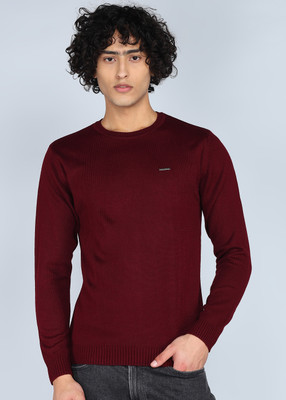 PETER ENGLAND Solid Crew Neck Casual Men Red Sweater
