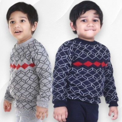 GTwo Printed Round Neck Casual Baby Boys Multicolor Sweater