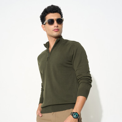 Peregrine by Pantaloons Full Sleeve Solid Men Sweatshirt