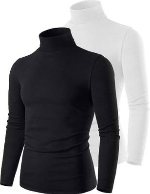 Xiaoqi Solid High Neck Casual Men Black, White Sweater